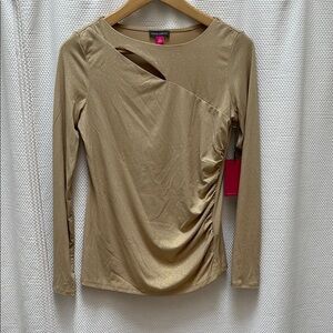Vince Camuto Gold Asymmetrical Cut-Out Blouse